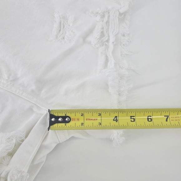 Judy Blue White Distressed High Rise Denim Shorts Frayed Hem Size S - Picture 7 of 8